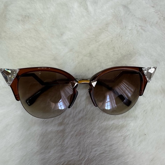 Fendi Brown with diamonds Sunglasses-never been used come with fendi box main image 4